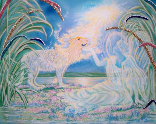 374 Angel and the Panther Painting