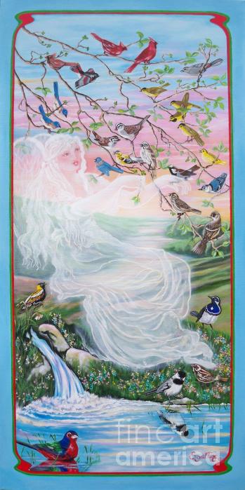 380  Whistling Angel and Birds Painting